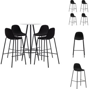 vidaXL Barset Moderne Bartafel - wit - 60x107.5 cm - 4x Zwarte barstoelen - 51x49x99 cm - Set tafel en stoelen