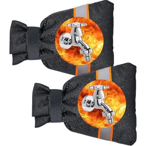2-Pack Winter Buiten Antivries Kraan Hoezen met Reflecterende Strips, Dikke Antivries Waterdichte Buiten Kraanbeschermers, Herbruikbaar Isolatiemateriaal, Geïsoleerde Antivries Kraanbeschermers