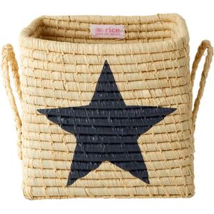 RICE - SMALL VIERKANT RAFFIA MAND  STAR