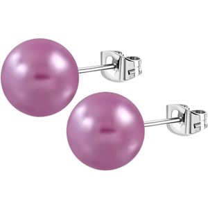 Aramat Jewels - Pareloorbellen - Paars - staal - 6mm - Een elegante en verfijnde keuze - Geschikt voor dames - Roestvrij staal - Ideaal als cadeau - Feestdagen