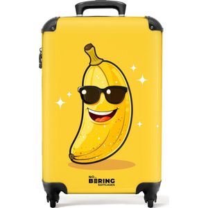 NoBoringSuitcases.com® - Kinderkoffer - Kindertrolley - Lachende banaan met zwarte zonnebril - Handbagage koffer lichtgewicht - Reiskoffer trolley - Rolkoffer met wieltjes - Past binnen 55x40x20 en 55x35x25