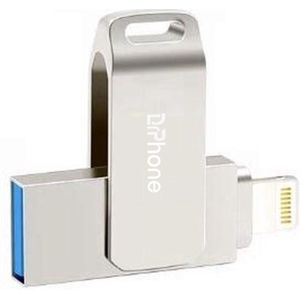 DrPhone FDS5 Flashdrive 2 in 1 Lightning naar USB - Geheugenstick - 16 GB - Externe opslag – Zilver