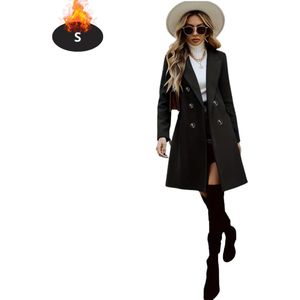 Nivard Mantel Dames - Tussenmantel - Jas - Mantelpakje - Trenchcoat - Overjas - Overcoat - Winter - Zwart - S