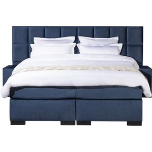 Mörgenn Boxspring Carré Deluxe - Pocketvering - Blauw Velvet - 160x200 cm - Incl. Dekbed en Kussens