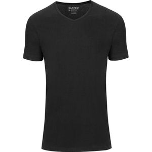 Slater 7620 - BASIC FIT 2-pack T-shirt V-hals korte mouw zwart S 100% katoen