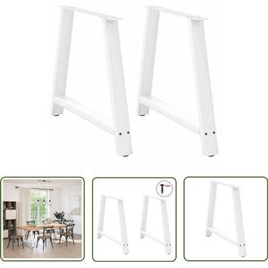 The Living Store Salontafelpoten 2 st A-vormig 90x(72-73) cm staal wit - Salontafelpoten - Tafelpoten - A-vormig - Metalen Tafelpoten - Salontafel Onderstel