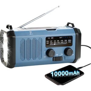 Noodradio Opwindbaar en Batterij - Noodpakket - Noodradio Solar Opwindbaar - Powerbank Zonneenergie - Draagbare Radio - Praktisch