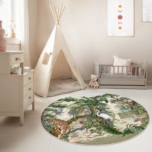 Kinderkamer Vloerkleed Rond Tapijt|Educatieve kindertapijten|Antislip Kindervloerkleed|Kinderen Tapijt Decor|Speelkleed|Kleurrijk kindervloerkleed|Boerderijplezier