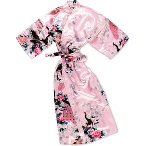 TA-HWA - Dames Kimono - Roze - met Pauwmotief - Maat S
