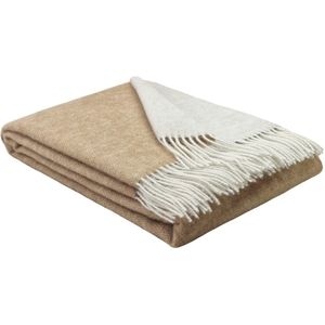 Wollen Plaid - VIENNA - Beige-Wit (140x200cm) 100% Wol - ECO Deken DUBBELZIJDIG - Plaids.shop® Collectie