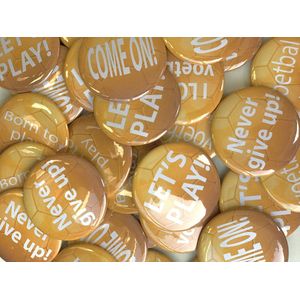 12 Voetbal buttons met diverse teksten - WK - EK - voetbal - oranje versiering - sport - button - oranje