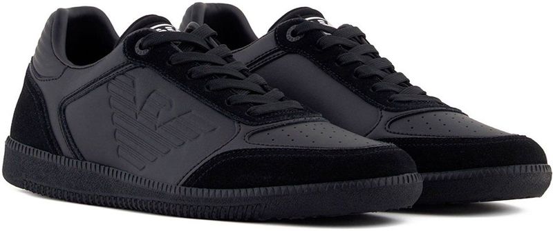 EA7 - Heritage Eagle - Leren Sneakers - Zwart - Plat - Veters - Casual