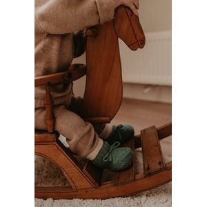 Baby slofjes Merino Wol met Manchette - Groen
