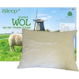 iSleep Wollen Hoofdkussen DeLuxe - Wolvacht Zijde - 60x70 cm