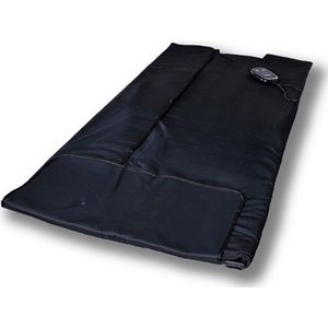 Infrarood Sauna Deken PRO– Saunadeken – Infraroodlamp - Infraroodtherapie - Helpt bij Ontspanning/Afvallen/Spierpijn/Gewrichtsklachten/Huidklachten/Reuma/ Fibromyalgie DIV Gezondheidsvoordelen – Infrarood Mat -DRAAGBAAR INCL. TAS - ZWART