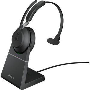 Jabra Evolve2 65 MS Mono + Stand - Koptelefoon - met standaard - op oor - omkeerbaar - draadloos - USB-C