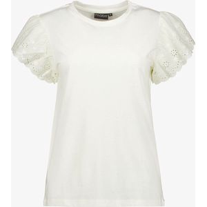 TwoDay dames T-shirt met broderie mouwtjes wit - Maat XL