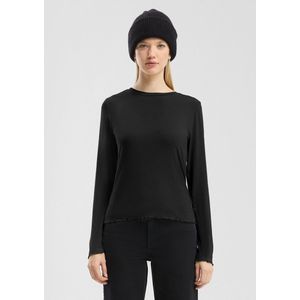 QS - Shirt - Zwart - Lange Mouw - Slanke Pasvorm