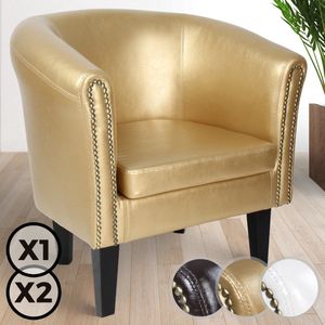 Goodvibes - Chesterfield Chair - Gemaakt van hout en leer - koperen klinknagels - lounge stoel - Clubstoel - woonkamer meubels - goud