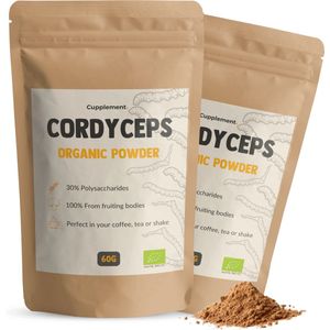 Cupplement 120 Gram Cordyceps Paddenstoel Poeder Biologisch - Geen Capsules - Gratis Scoop - Supplement - Superfood - Mushroom - Militaris, Sinensis