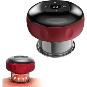 Elektrisch cuppingapparaat voor cuppingtherapie, schrapen, massage, vibratie-oplading, massage (12 snelheden, rood).