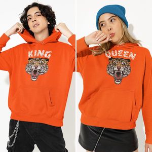 Oranje Koningsdag Hoodie King Tiger - Maat M - Uniseks Pasvorm - Oranje Feestkleding