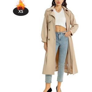 Nivard Mantel Dames - Tussenmantel - Jas - Mantelpakje - Trenchcoat - Overjas - Overcoat - Winter - Khaki - XS