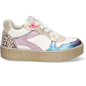 Braqeez 424230-926 Meisjes Lage Sneakers - Multicolor - Leer - Veters