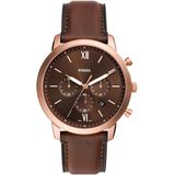 Fossil Neutra FS6026 Horloge - Leer - Bruin - Ø 44 mm