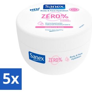 5 x Sanex Zero% - Natuurlijke Huidverzorging Crème - Lichaam & Gezicht - Hydrateert - Gevoelige Huid - 250 ml - Body Lotion - Gezicht Crème