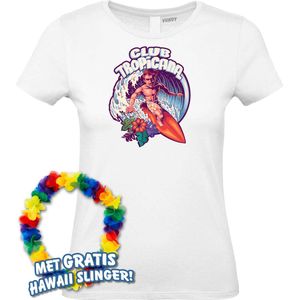 Dames t-shirt Surfing Man | Toppers in Concert 2024 | Club Tropicana | Hawaii Shirt | Ibiza Kleding | Wit Dames | maat M