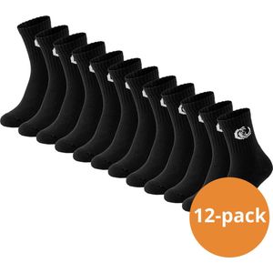Vinnie-G Sportsokken Zwart - 12 paar Zwarte Crew Sokken - Unisex - Maat 43/46