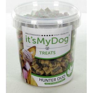 It's my dog treats - hunter duo - eend kip - trainingssnoepjes voor de hond - emmer 500 gram -