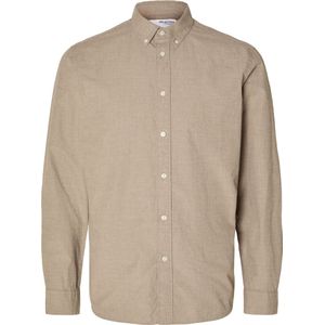 Selected - Heren Overhemden Rick Slim Fit Overhemd Morel - Beige - Maat L