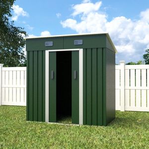 Metalen tuinhuisje (4,3 m3) groen klein berging schuur HxBxD: 182x194x121cm