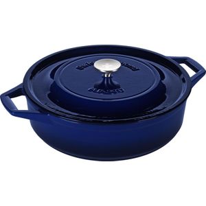 Swiss Diamond Braadpan Ondiep - Gietijzer/RVS - Ø32 cm - Blauw/Zilver