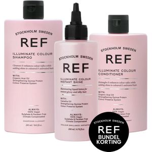 REF Stockholm - Illuminate Colour + Instant Shine Pakket - Kleurshampoo 285ml & Kleurconditioner 245ml &Illuminate Colour Instant Shine 200ml - Gloss Treatment - Gloss Lotion - Maximale glans van het Haar