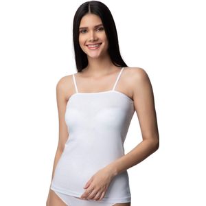 3 Pack Dames spaghetti band hemd - 100% Katoen - Wit - Maat L