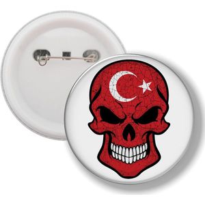 Button Met Speld - Schedel Vlag Turkije