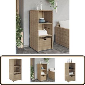 vidaXL Tuinkast - Poly Rattan - 50x55x115 cm - Beige Tuinkast - Tuinkasten - Tuin Kast - Kast Tuin