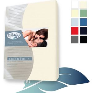 24-Bedding - Badstof Hoeslaken - Lits Jumeaux - 180x210 cm - Beige - 30 cm