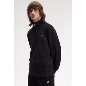 Fred Perry - Sweater Met Kleine Rits - Zwart - M (38)