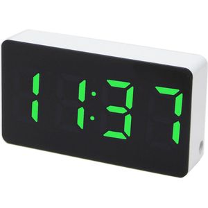 Caliber Wekker - Digitale Wekker - Zeer klein formaat - Automatisch dimmen - 3 Alarmen - Groen Display - Wit (HCG01G)