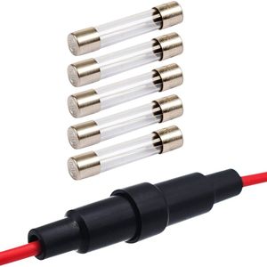 VLTG Zekeringhouder met Draad 5x20mm - 500mA - Klein - F(snel) - inclusief 5x Glaszekeringen