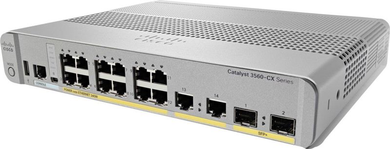 Cisco - WS-C3560CX-12PD-S - Netwerk-switch - Wit - Managed Gigabit Ethernet - Power over Ethernet