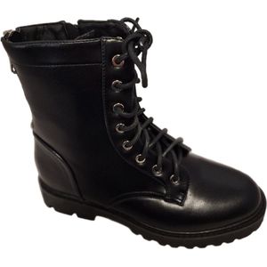 LUCKYSHOES-VETERBOOTS-RITS IN ACHTERZIJDE-LEDERLOOK