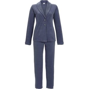 Chique fleece doorknooppyjama blauw - Blauw - Maat - 36