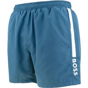 BOSS - Dolphin - Zwemshort - Middenblauw - Met Contraststrepen Opzij
