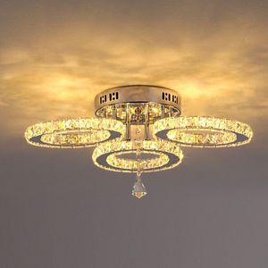 3 Ringen - Kristallen LED Kroonluchters - Verlichting - Chroom - Plafondlamp - RVS - Plafondlampen - Warm wit