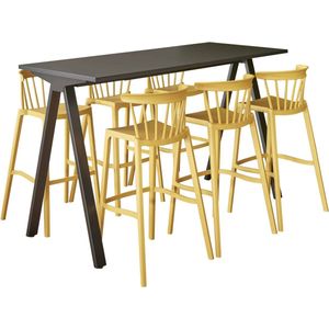 Bartafel Victory breed 140CM kleur frame Antraciet (Ral 7016) kleur blad Halifax Eiken